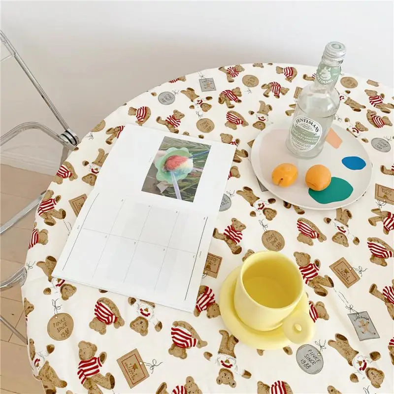 

Picnic Cloth Ins 100x160cm Picnic Mat Restaurant Dormitory Tablecloth Household Tools Dining Table Cover Cloth Bear Cotton Cute