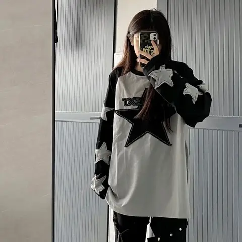YICIYA y2k hoodies clothes star embroidery oversize women hoodie blouses  American Sweatshirts long-sleeved T-shirts Racing car