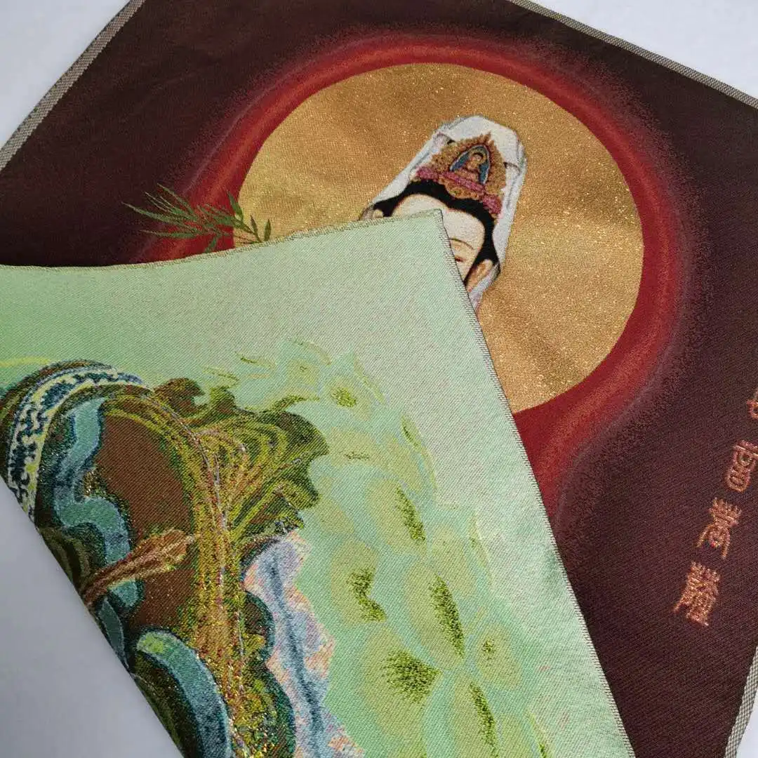 Китайская буддизм ткань шелк Авалокитешвара Гуанинь Кван-инь Тханка Танка