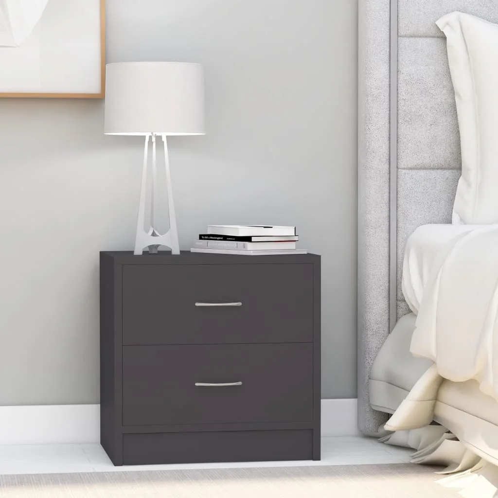

2 pcs Bedside Cabinet, Chipboard Nightstands, Side Table, Bedrooms Furniture Grey 40x30x40 cm