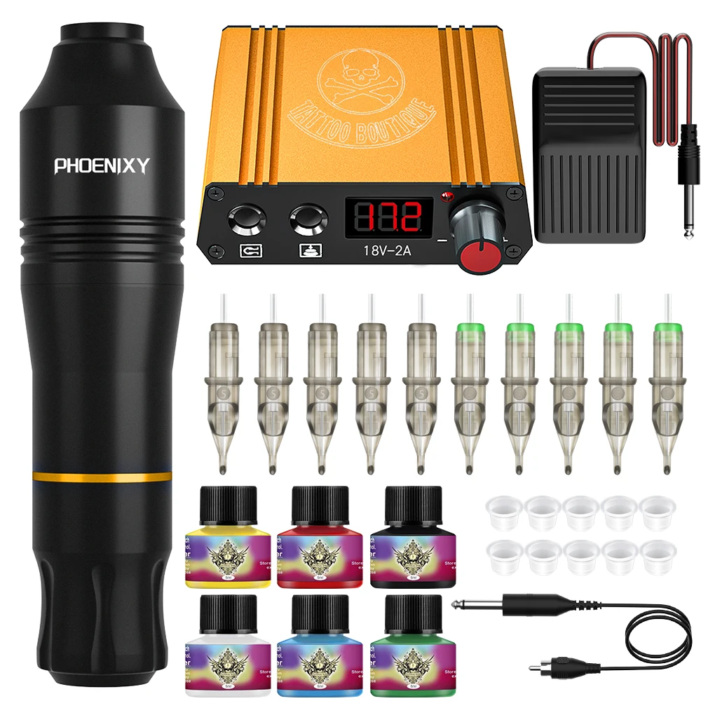 Полный картридж ручка для татуировки набор машин с блоком питания иглы