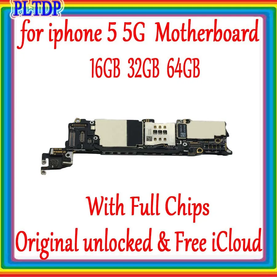 

100% Tested Good Work For IPhone 5 5G Motherboard With iOS System For IPhone 5 Logic Board Clean Icloud Mainboard 16GB 32GB 64G