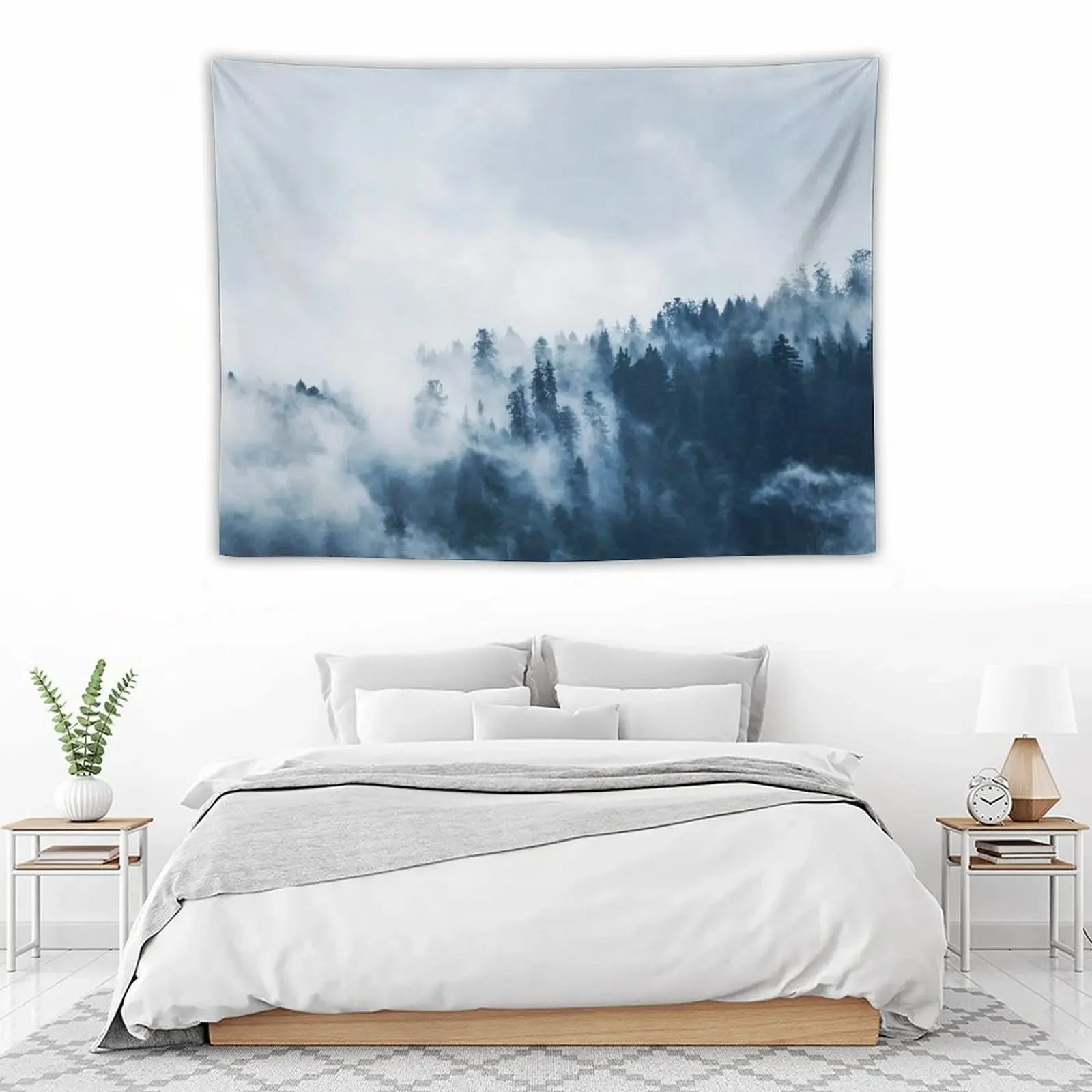 Матовый зимний лесной гобелен подвесной настенный декор для фотографий