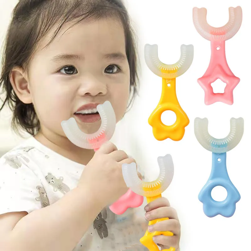 

10PC Kids Toothbrush U-Shape Infant Toothbrush with Handle Silicone Oral Care Cleaning Brush for Toddlers Age 2-12