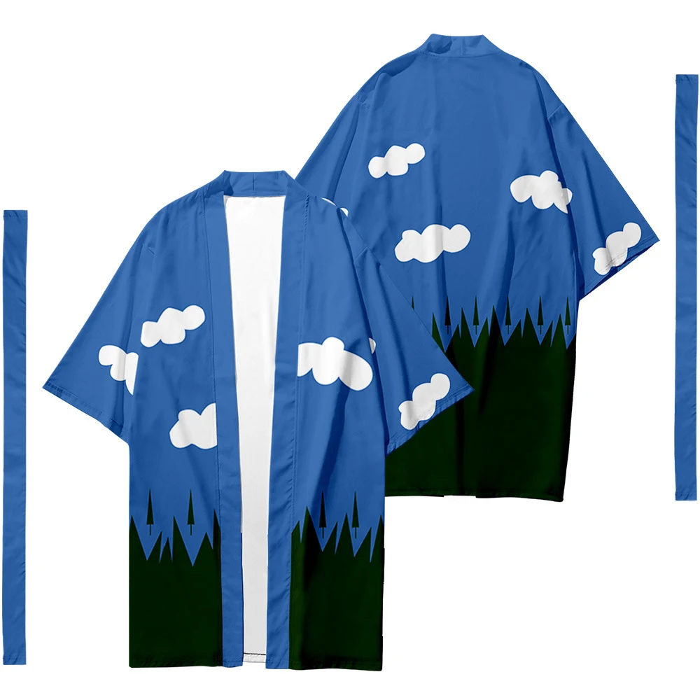 

Men's Japanese traditional ethnic long kimono cardigan women's kimono animal cloud pattern kimono shirt yukata jacket 4