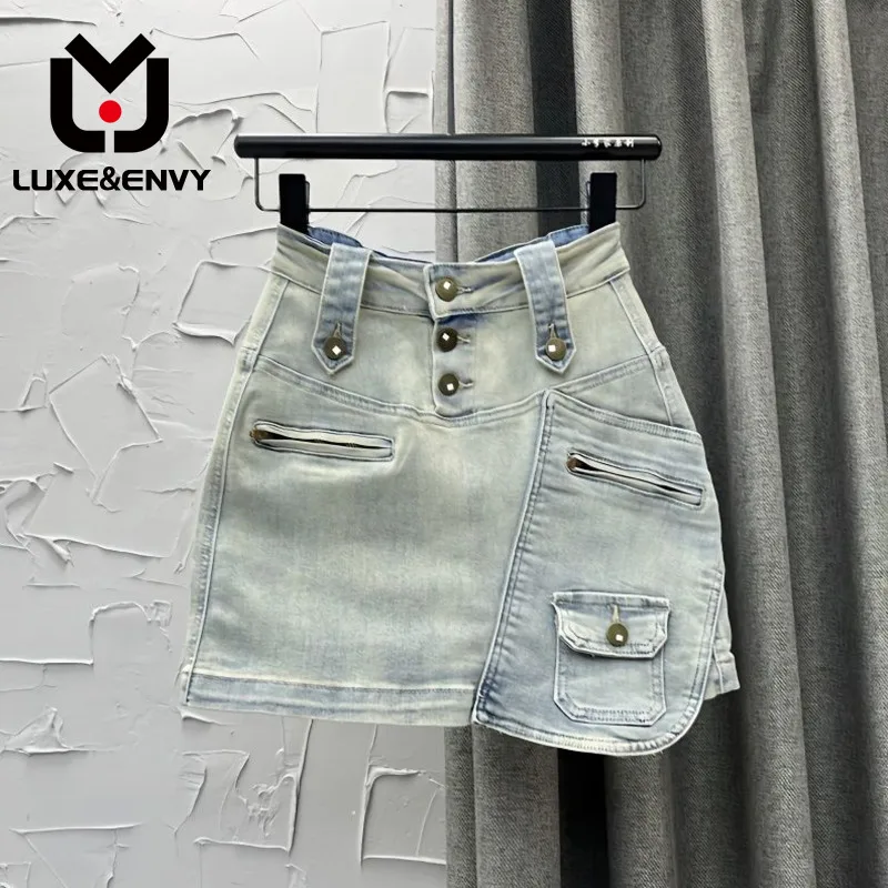 

LUXE&ENVY Girls Short Skirt Women's Spring And Summer 2023 Fashion Personalized Design Sense A-line Skirt Wrapped Hip Skirt
