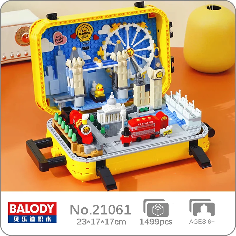 Balody 21061 уточный чемодан для путешествий Лондонский глаз Биг-Бен башня мост поезд DIY мини-блоки кирпичи игрушки для детей без коробки