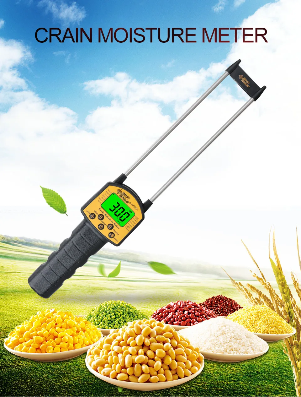 

AR991 Grain Moisture Meter Hygrometer Digital Moisture Meter For Corn,Wheat,Rice,Bean,Wheat Flour Fodder Rapeseed Seed