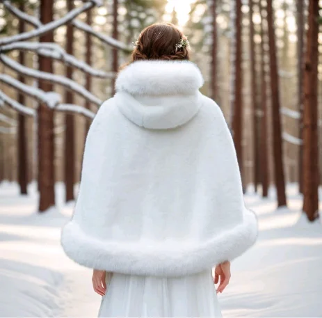 Светлая накидка из искусственного меха цвета слоновой кости свадебная шаль с