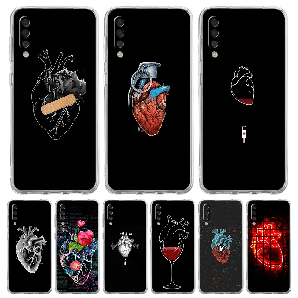 

Heart Art Transparent Phone Case for Samsung Galaxy A12 A22 A50 A70 A40 A10 A20 A30 A02 A03S A04 Cover Silicone Shell Coque Bags