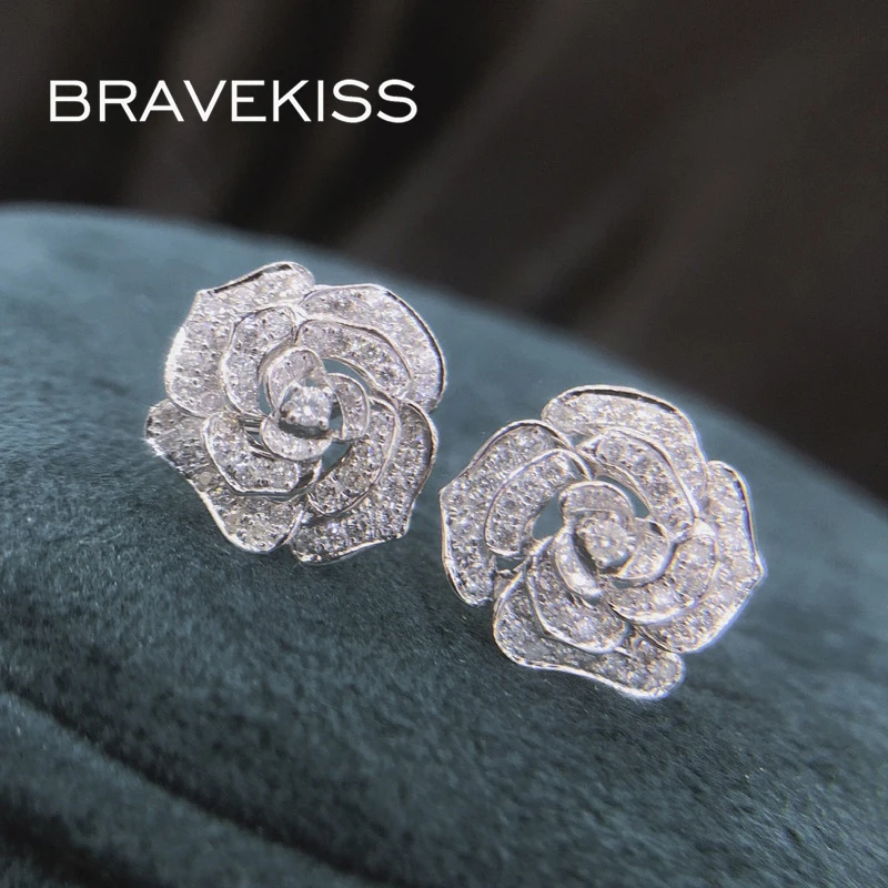 

Bravekiss Flower AAA+ Cubic Zirconia Earring for Women Jewelry NEW Fashion Blossom Boucle D'oreille Femme Gifts Wholesa UE0905