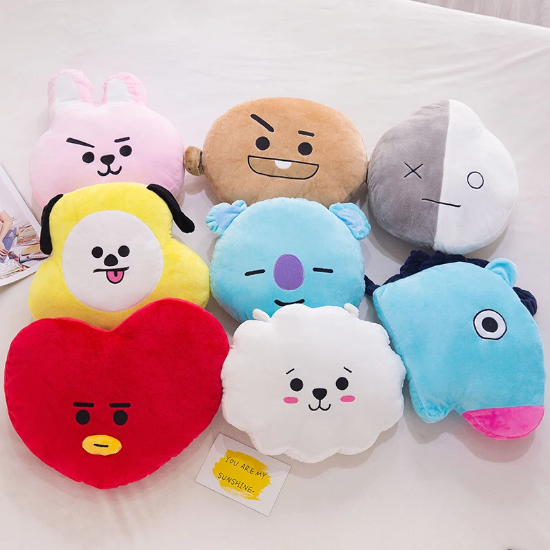 Kawaii 50Cm Bt21 Cartoon Face Plush Pillow Kpop Bangtan Boys Soft Stuffed Doll Kaya Rj Cooky Mang Cushion Girls Room Decor Toys images - 6