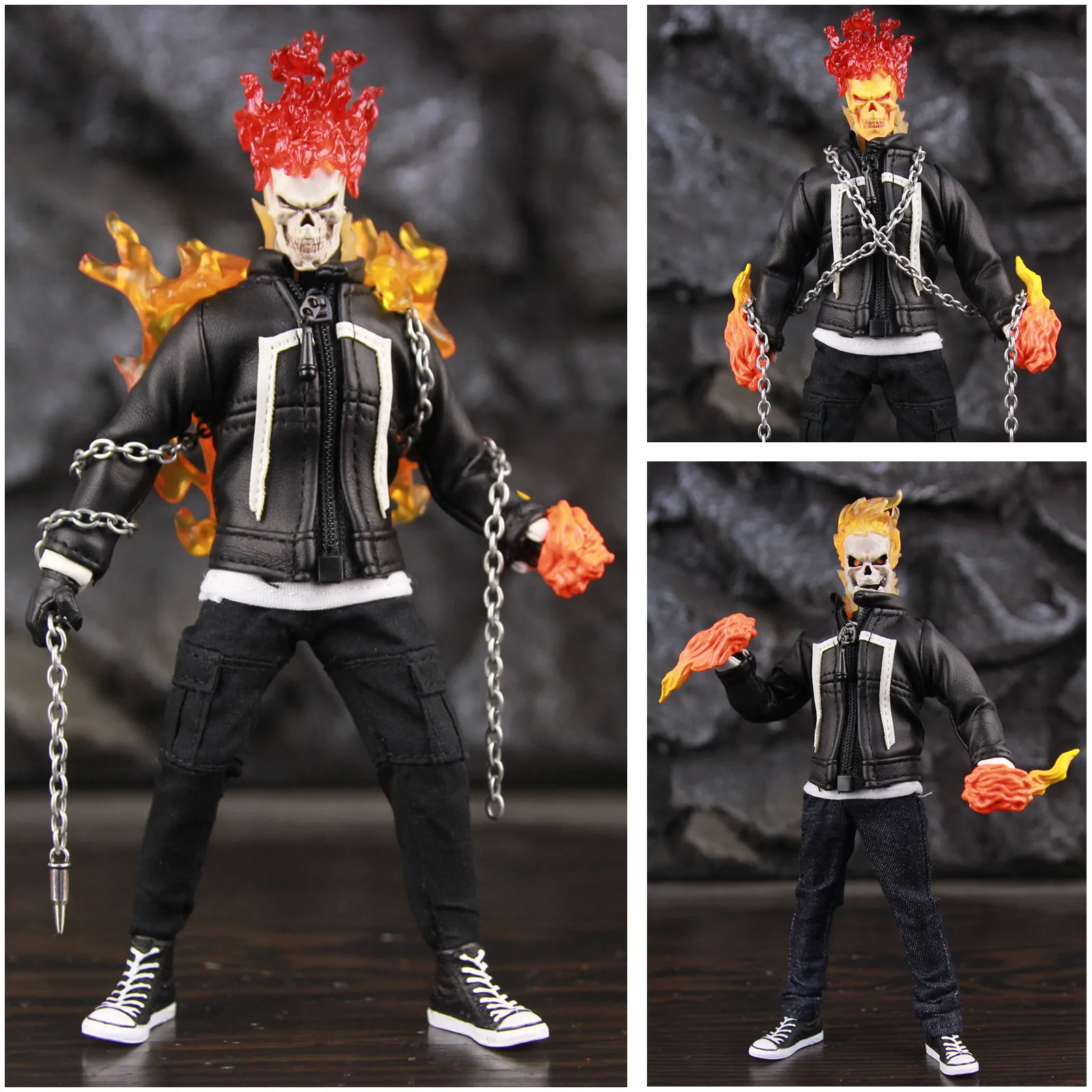 Marvel Ghost Rider Robbie Reyes Fur Coat 6" Action Figure SHIELD Series 4 Movie Comics one:12 1/12 Clothes PU Toys Model Doll