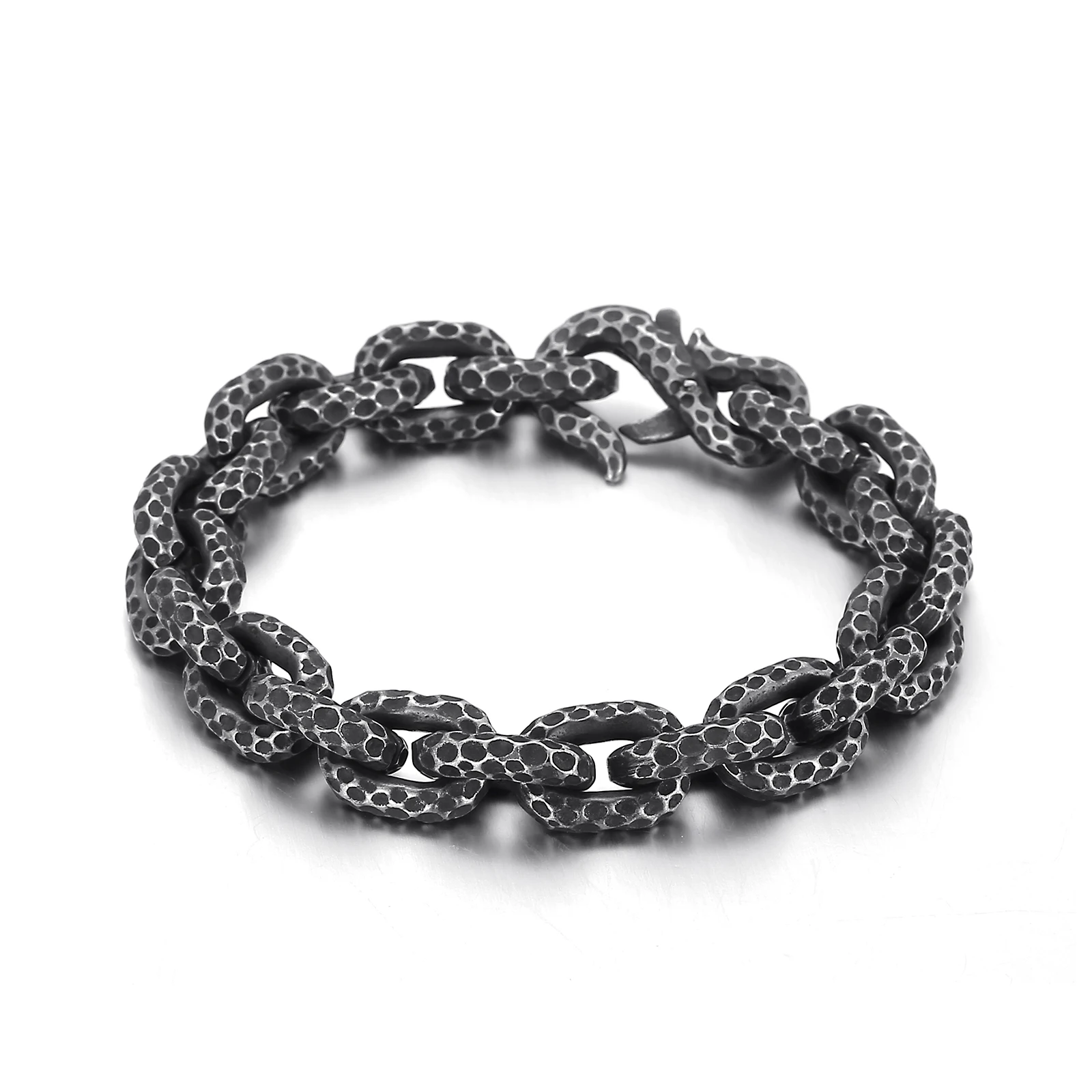 

13mm O Link Chain Bracelet Men Stainless Steel Vintage Black Jewelry