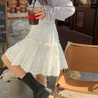 womens wear reducing skirts summer korean style high waisted skirt female french white thin poncho a word skirt college style