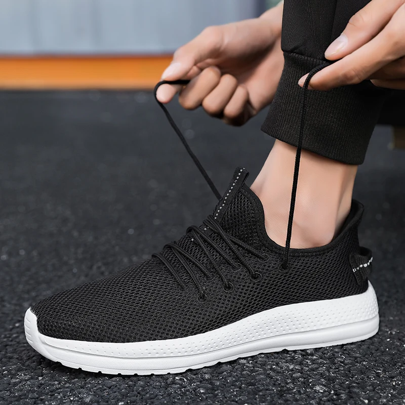 New Men Shoes Breathable Sneakers Knit Mesh Sneakers Comfortable Casual Shoes Lightweight Running Shoes Large Size Shoes for Men
