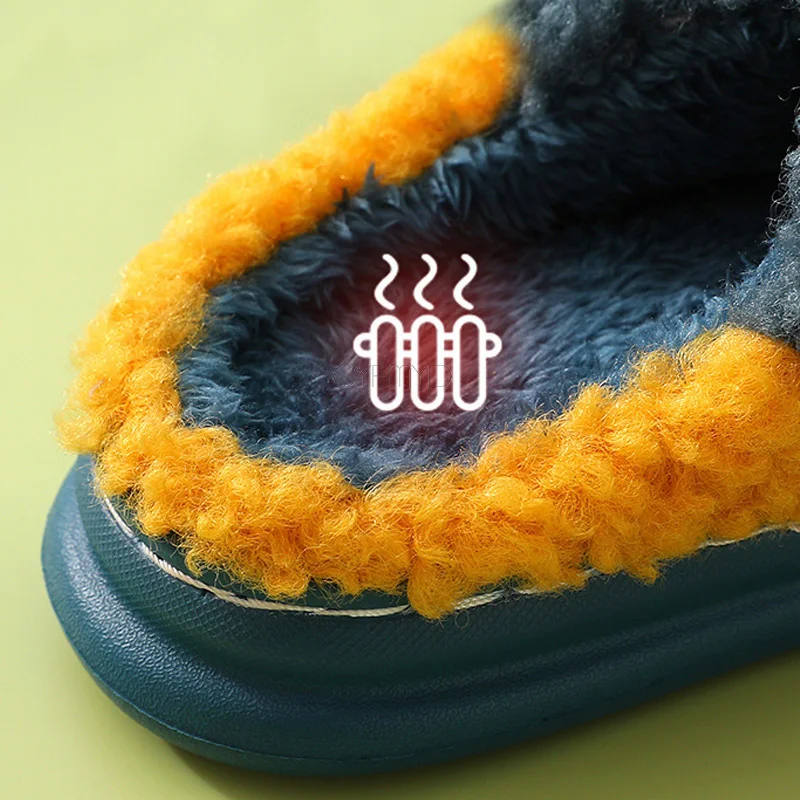 Home Slippers for Women Cute Dinosaur Plush Platform Soft Slippers Female Winter Kids Slippers for Boy Indoor Shoes Non-slip