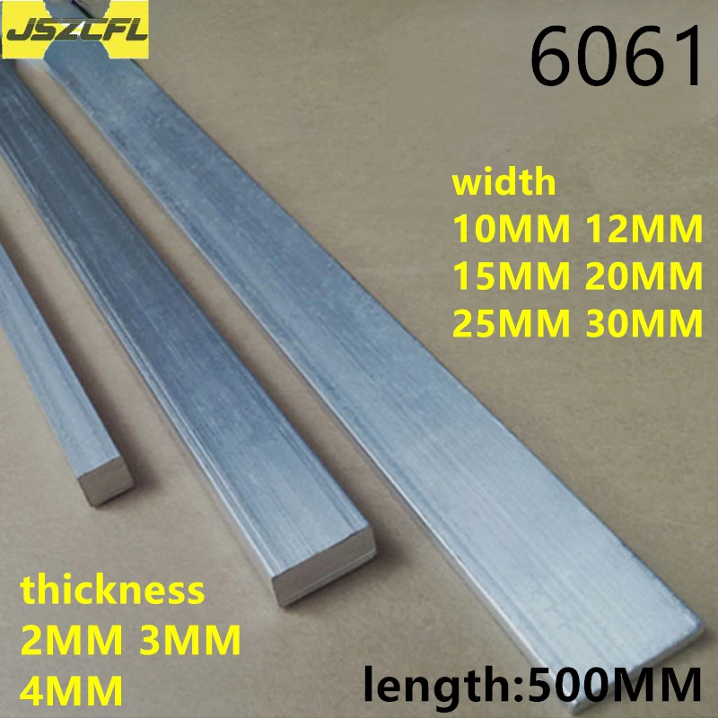 

5PCS 6061 T6 Aluminum Alloy Flat Bar Plate width 10/12/15/20/25/30MM thick 2MM 3MM 4MM DIY Material Model Parts length 500MM