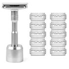 Классическая Безопасная бритва с регулируемым двойным лезвием, дорожная ручная бритва, 10 лезвий с двойным лезвием для мужчин для влажного бритья