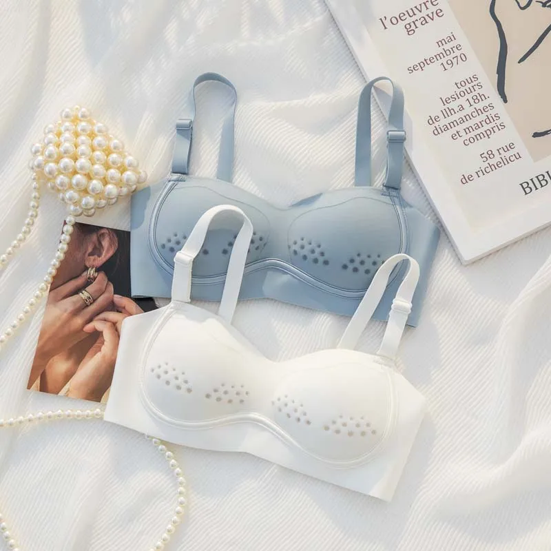 

Roseheart for Women Blue Green One-Piece Bra Sets Seamless Bralette Cotton Panties Push Up Underwear Wireless Lingerie Set A B