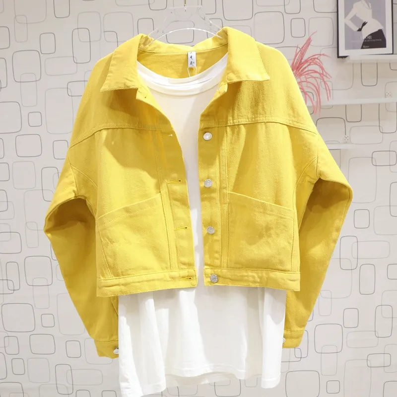 

Куртка женская джинсовая короткая, шикарный пиджак из денима с разрезом сзади, однобортная декоративная верхняя одежда с длинным рукавом, п...