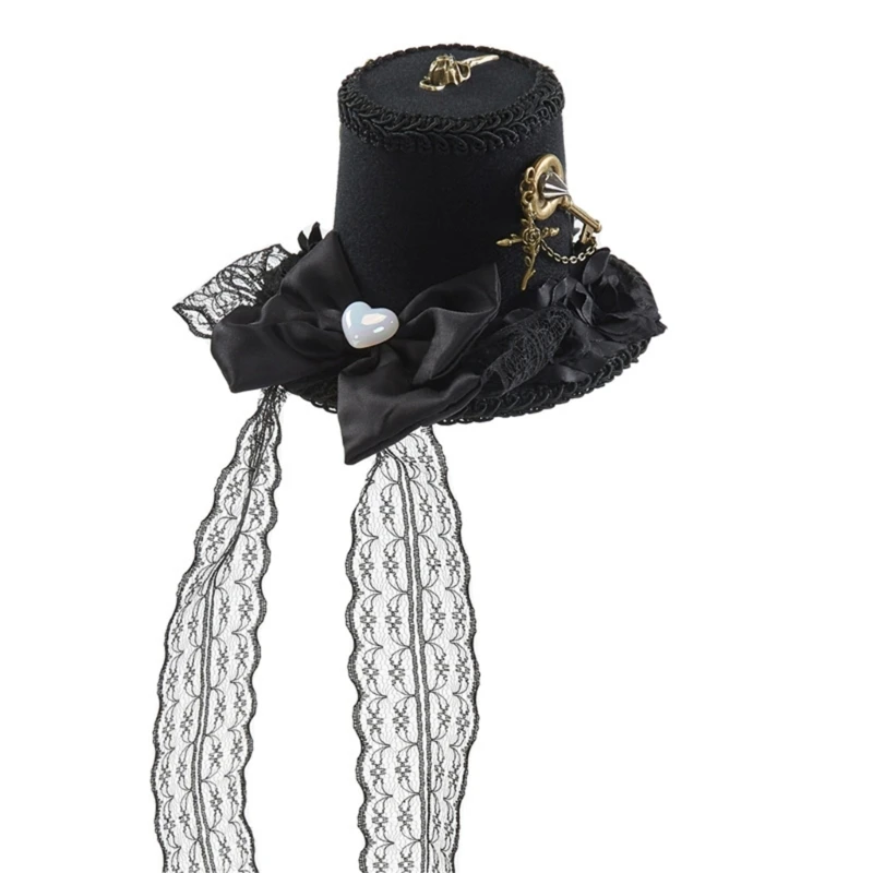 

L93F Steampunk Top Hat Halloween Bowler Top Steampunk Traveler Hat Goth Top Hat