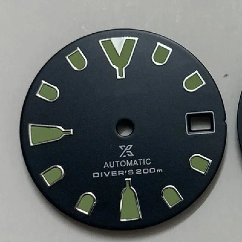 Watch accessories dial black wave retro nail C3 green luminous SKX007/009 turtle men's watch modification for NH35/36 movement