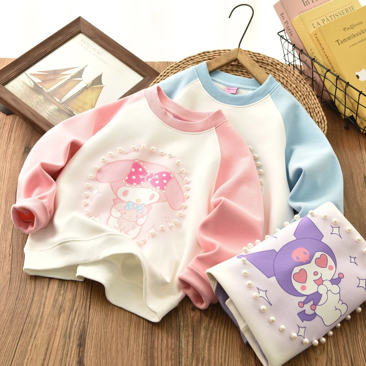 

Sanrio Kawaii Long Sleeve Hoodie Cinnamoroll Anime Autumn Plush Doll Cute Cartoon Children Anime Casual Shirt Clothing Toys Kid