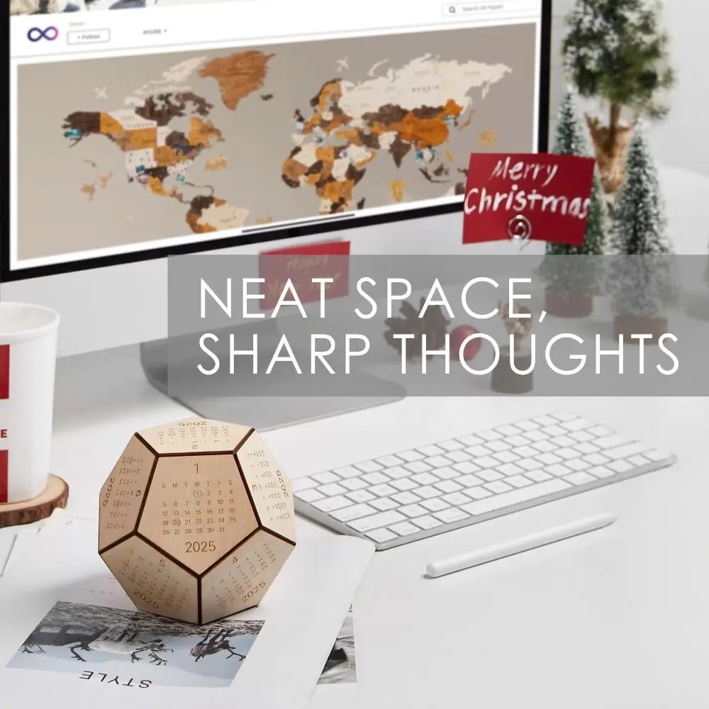 Новый деревянный календарь Dodecahedral Cube на 2025 год декоративный настольный блок