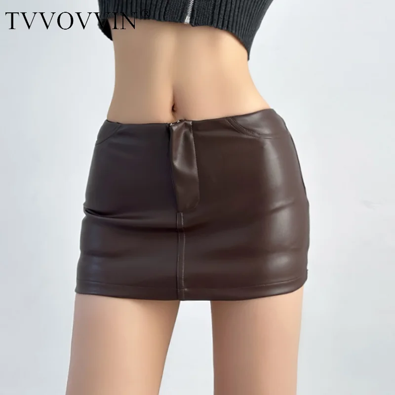 

TVVOVVIN 2023 Весна Новая Женская пикантная кожаная юбка с низкой талией эластичная однотонная облегающая модная юбка с запахом на бедрах 365X