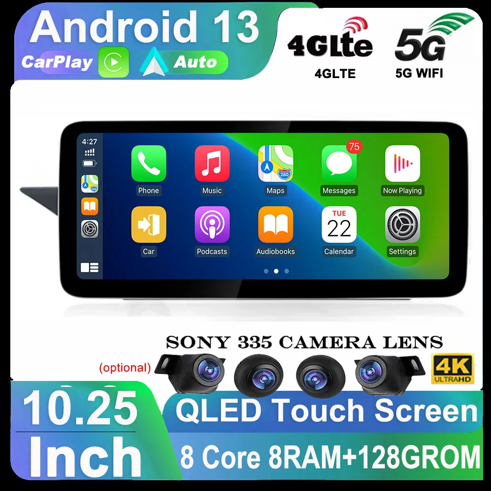 Автомобильный радиоприемник 10 25 дюймов Android 13 GPS для Mercedes W212 2009-2016 LHD WIFI Carplay