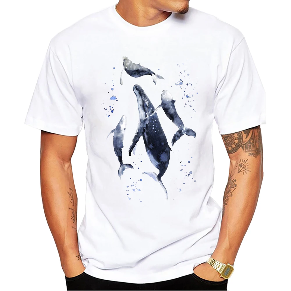 TEEHUB Vintage Meerestiere Tops Whale Shark Ray Druck männer T-Shirt Oansatz Männer Kleidung Kurzarm Männlich Casual Streetwear – Detail 2