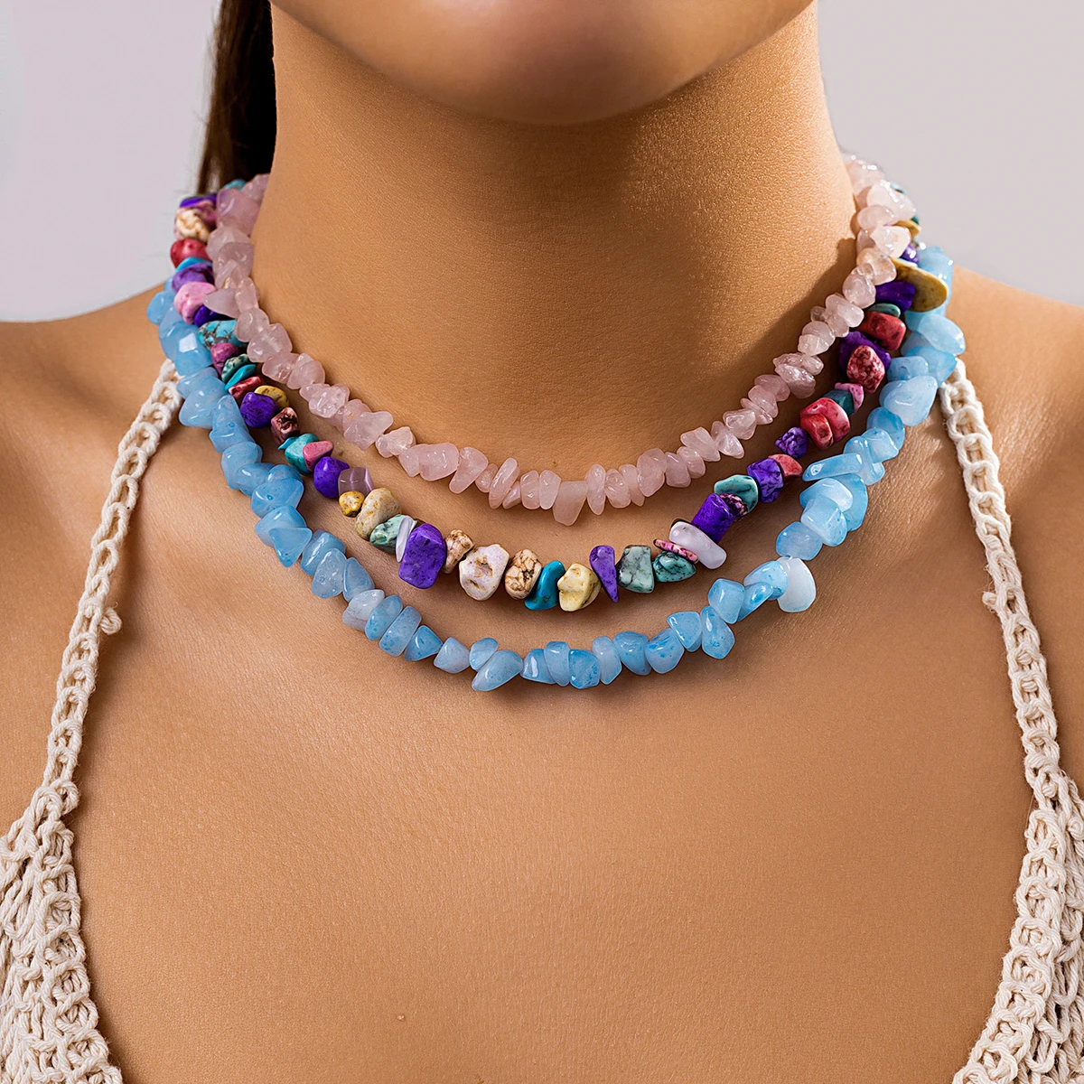 

Colorful Natural Stone Beads Chain Short Choker Necklace for Women Bohemia Trendy Beaded Collar 2023 Fashion Jewelry Accessories