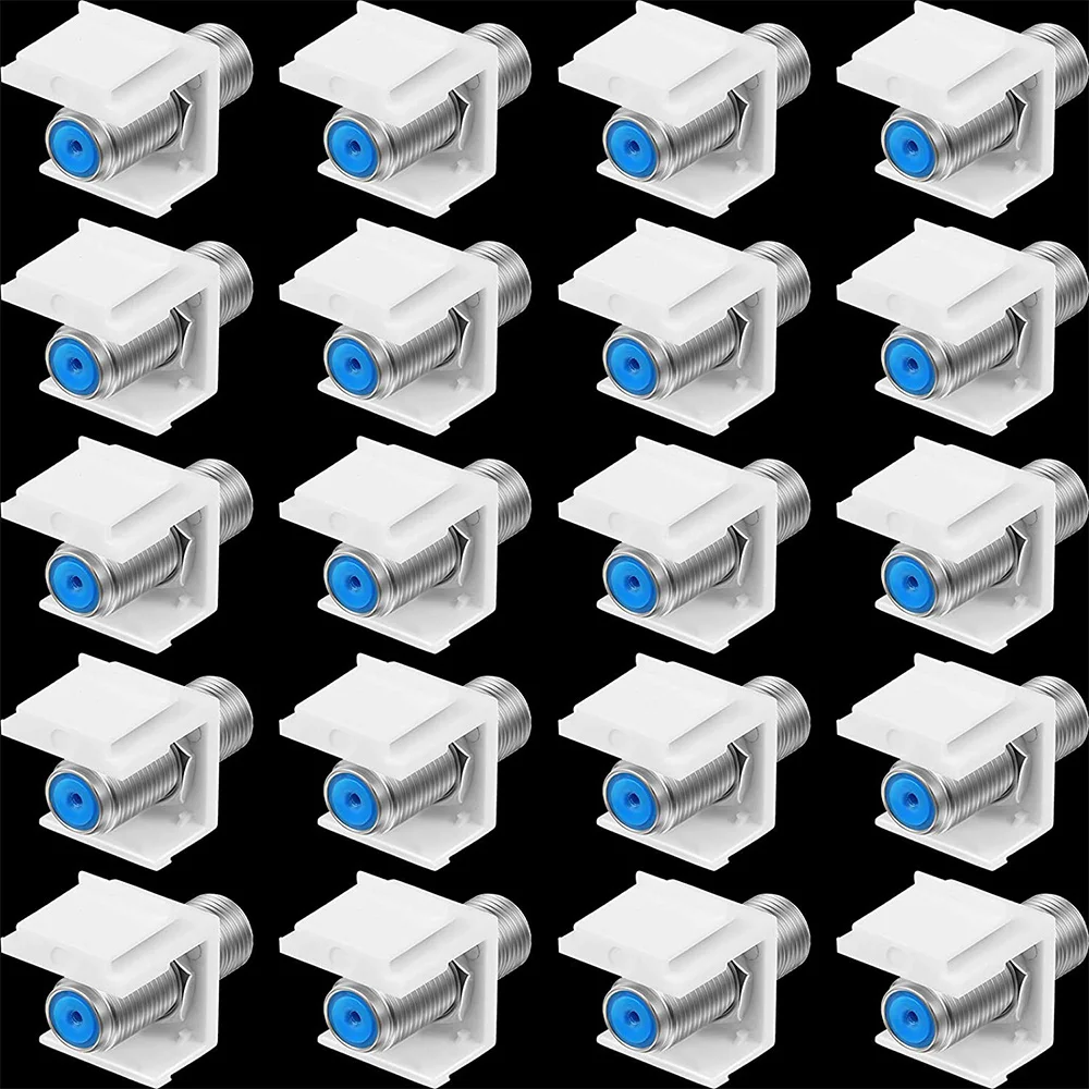 20-Pack Coax Keystone Jack Insert F-Type RG6 Cable Extender Female to for Wall Plate and Patch Panel