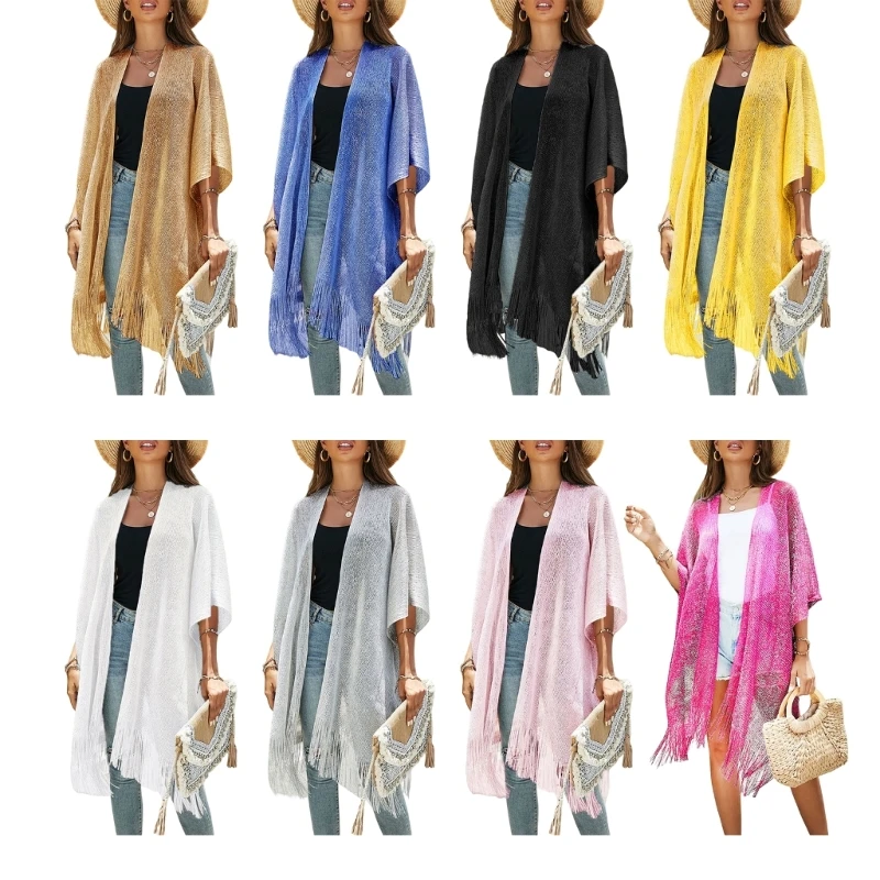 Womens Tassel Beach-Bikini Cover Up Sexy Kimono Cardigan She