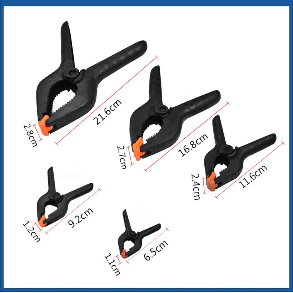 

10PCS/Set 2/3/4/6/9inch Spring Clamp Woodworking Tools Plastic Nylon Clamps For Woodworking Spring Clip Photo Studio Background