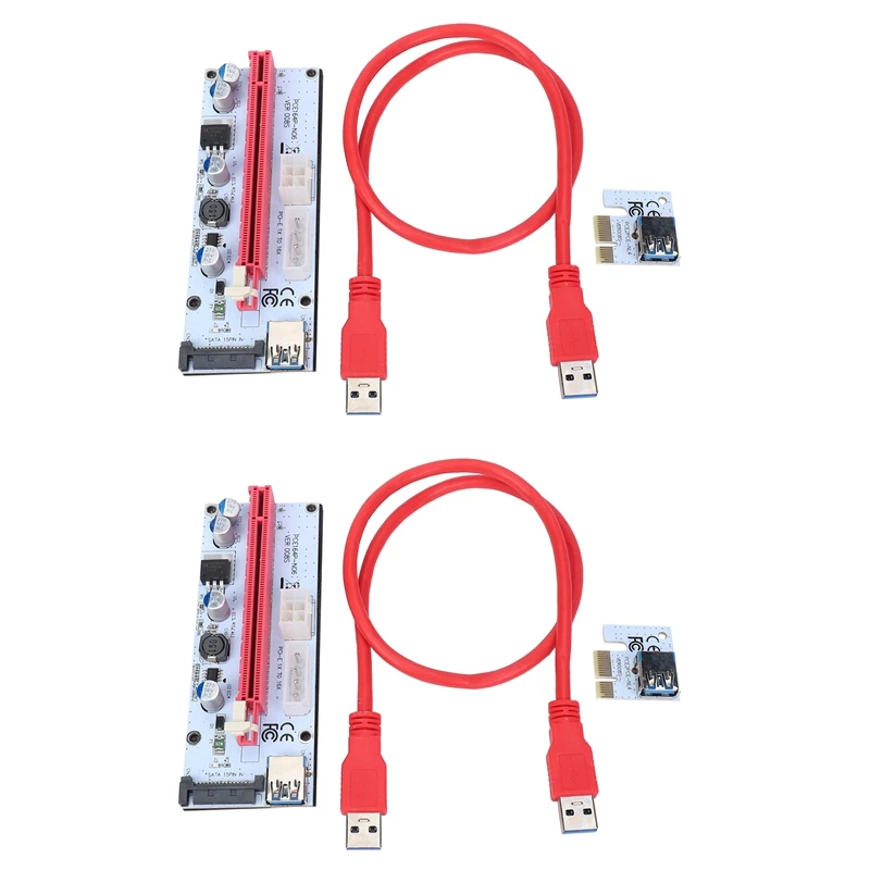 

20PCS VER008S Molex 4Pin SATA 6PIN PCIE PCI-E PCI Express Riser Card 008S Adapter 1X To 16X USB3.0 Extender Mining Miner