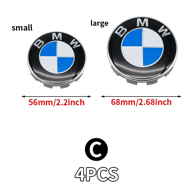 

4 шт./компл., 56 мм/68 мм, центральная крышка колеса автомобиля, крышки ступицы, значок, аксессуары для стайлинга логотипа для BMW M X1 X2 X3 X4 X5 X6 F48 G01 E84 E83