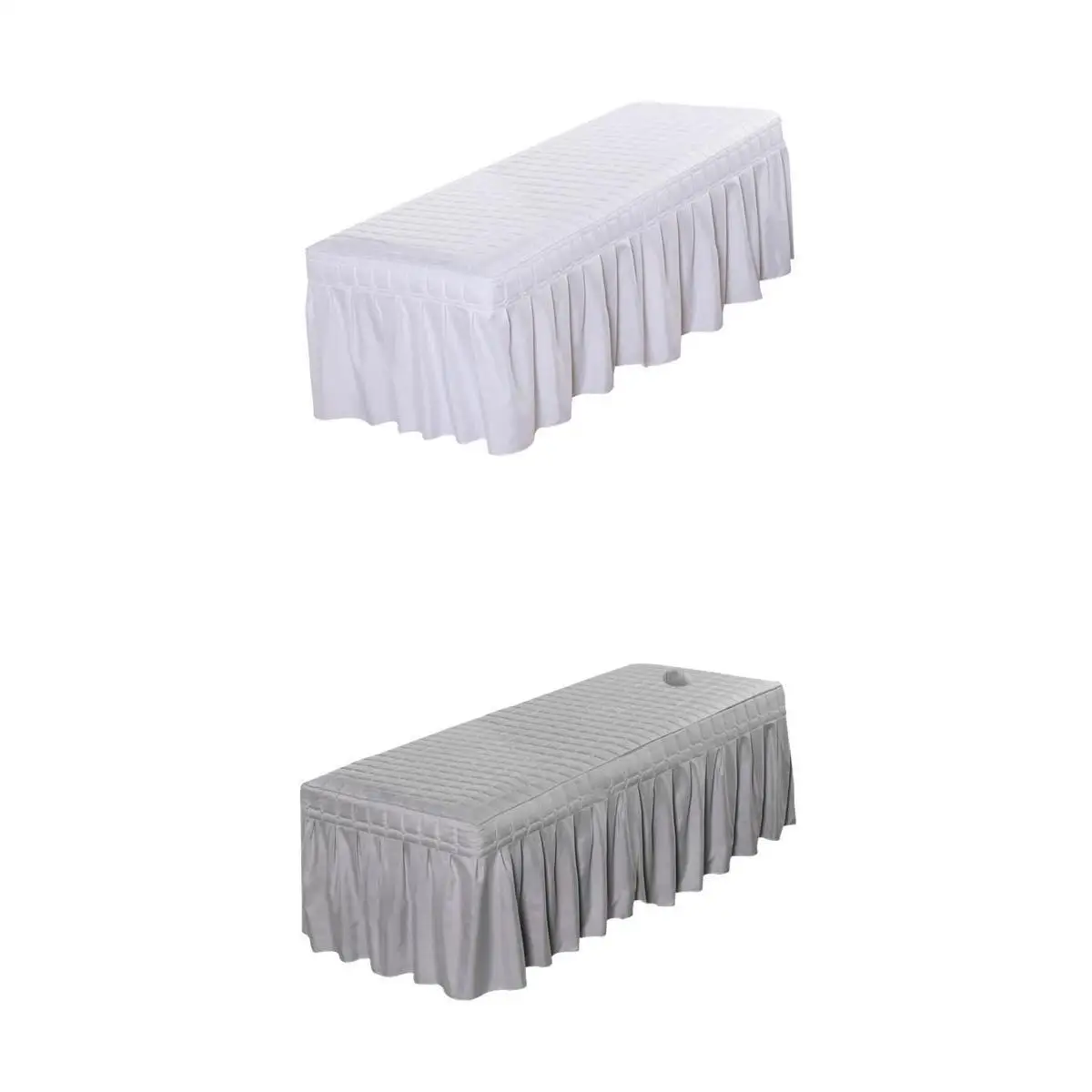 

2x Massage Cosmetic Table Valance Sheet Cover with Hole +Gray