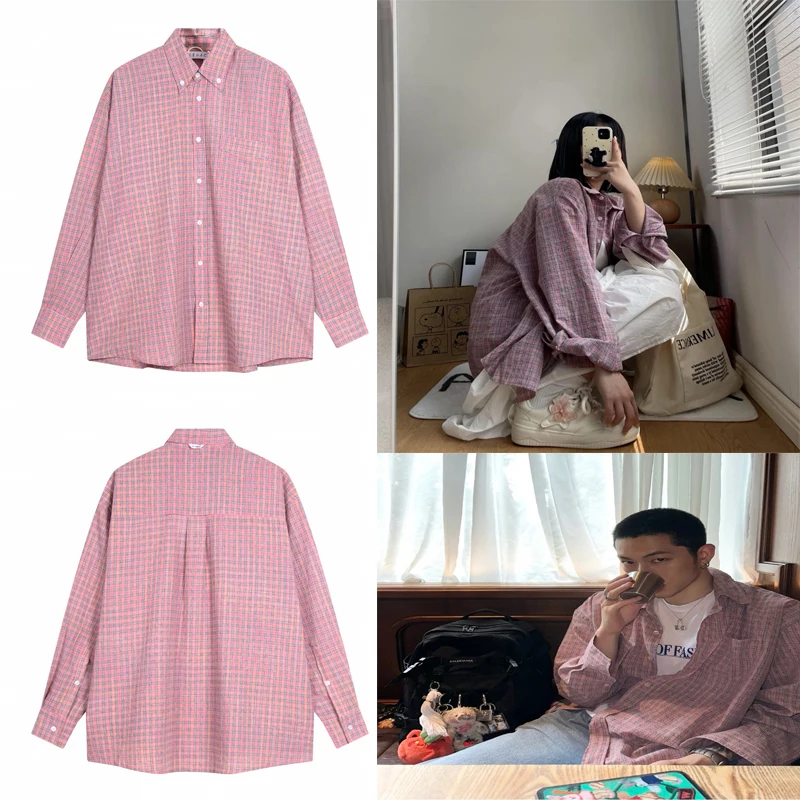 Рубашка Paris OUR LEGACY низкая насыщенная розовая из пузырчатой пряжи Повседневная