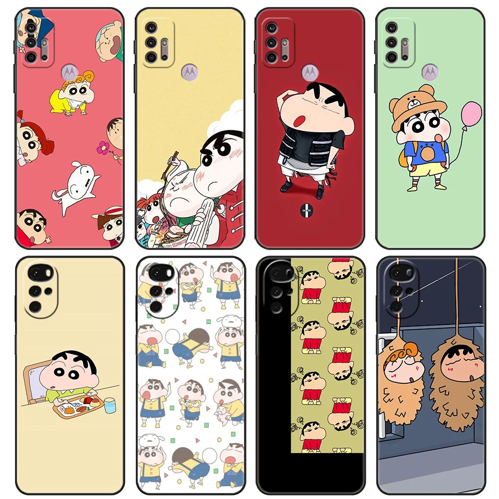 

Crayo Shin-Chan Case For Motorola G30 G9 G8 Play G60 G20 Edge 20 G50 One Fusion Plus G9Power Black Soft Phone Capas