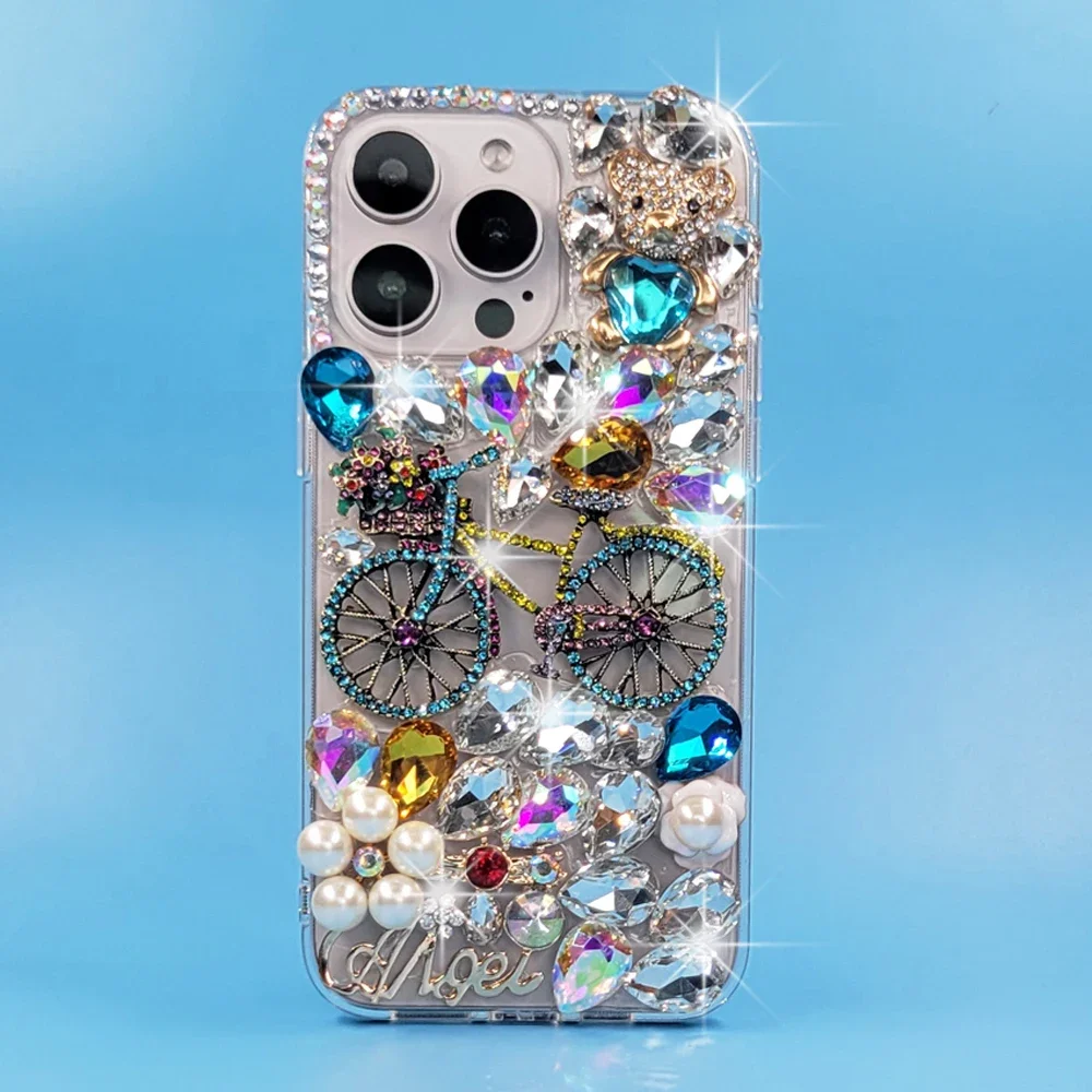 Чехол со стразами Sunjolly для iPhone 16 15 Pro Max 14 13 12 11 Xr Xs MAX 8 7 Plus