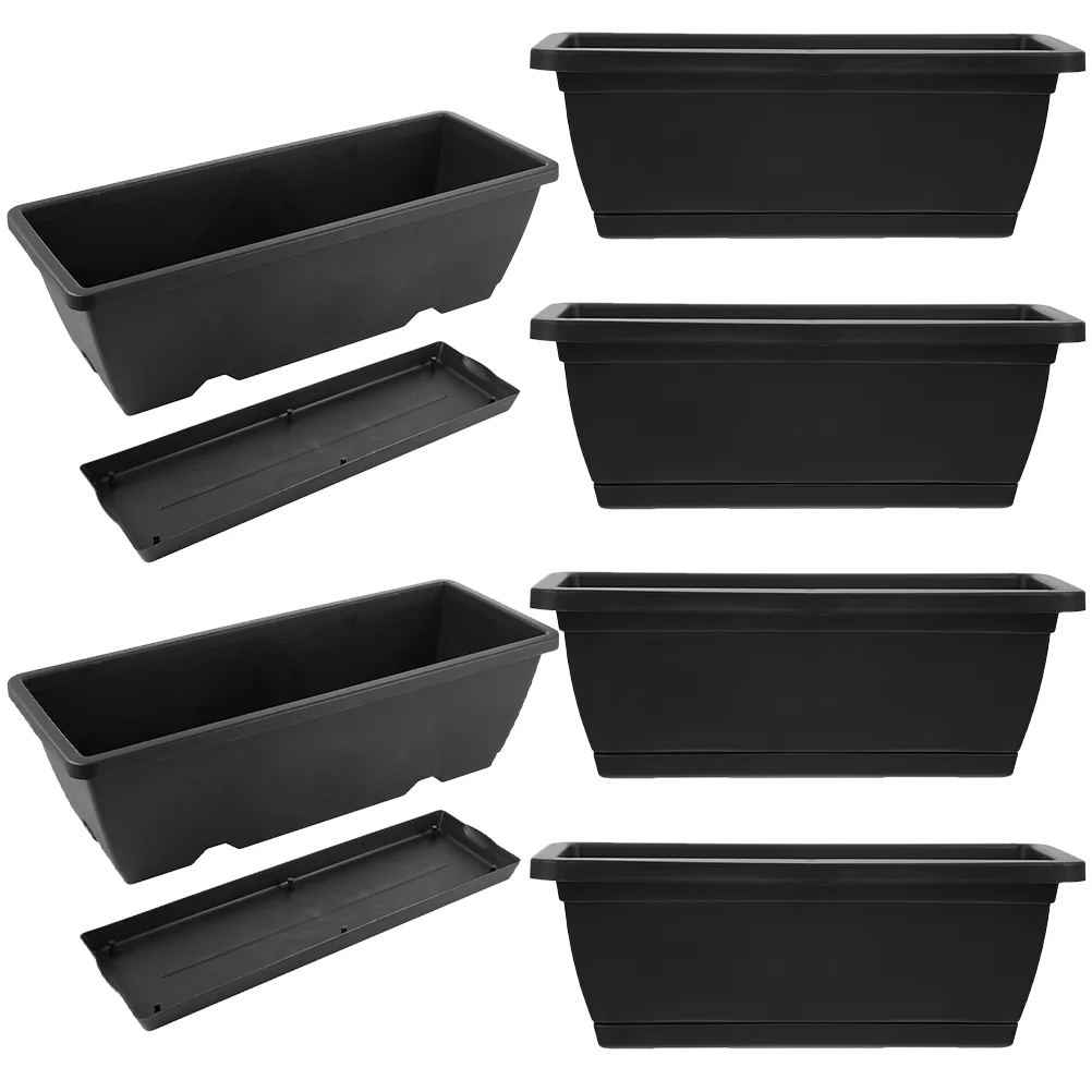 

6 Pcs Square Flower Pot Gardening Pots Planting Plastic Outdoors Lazy Basin Planters Rectangular
