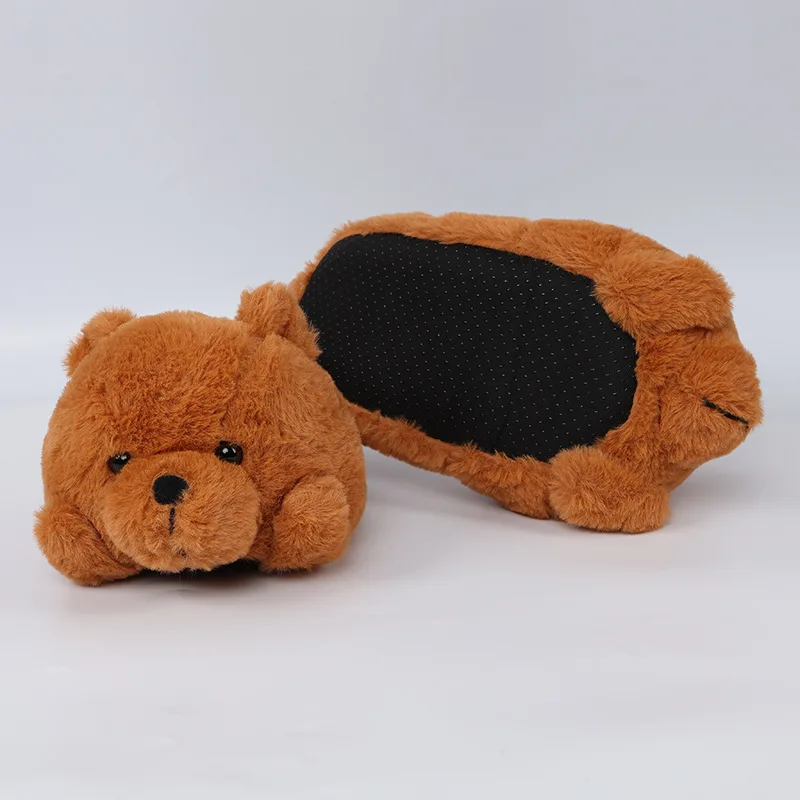 BEVERGREEN 2023 New Little Bear Design Women Slippers  Home Fur  Warm Ladies Plush Shoes One Size Fluffy Girls Fun Sliders