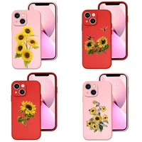 sunflower floral flower phone case red pink for iphone 12 pro 13 11 pro max mini xs x xr 7 8 6 6s plus se 2020 shockproof cover
