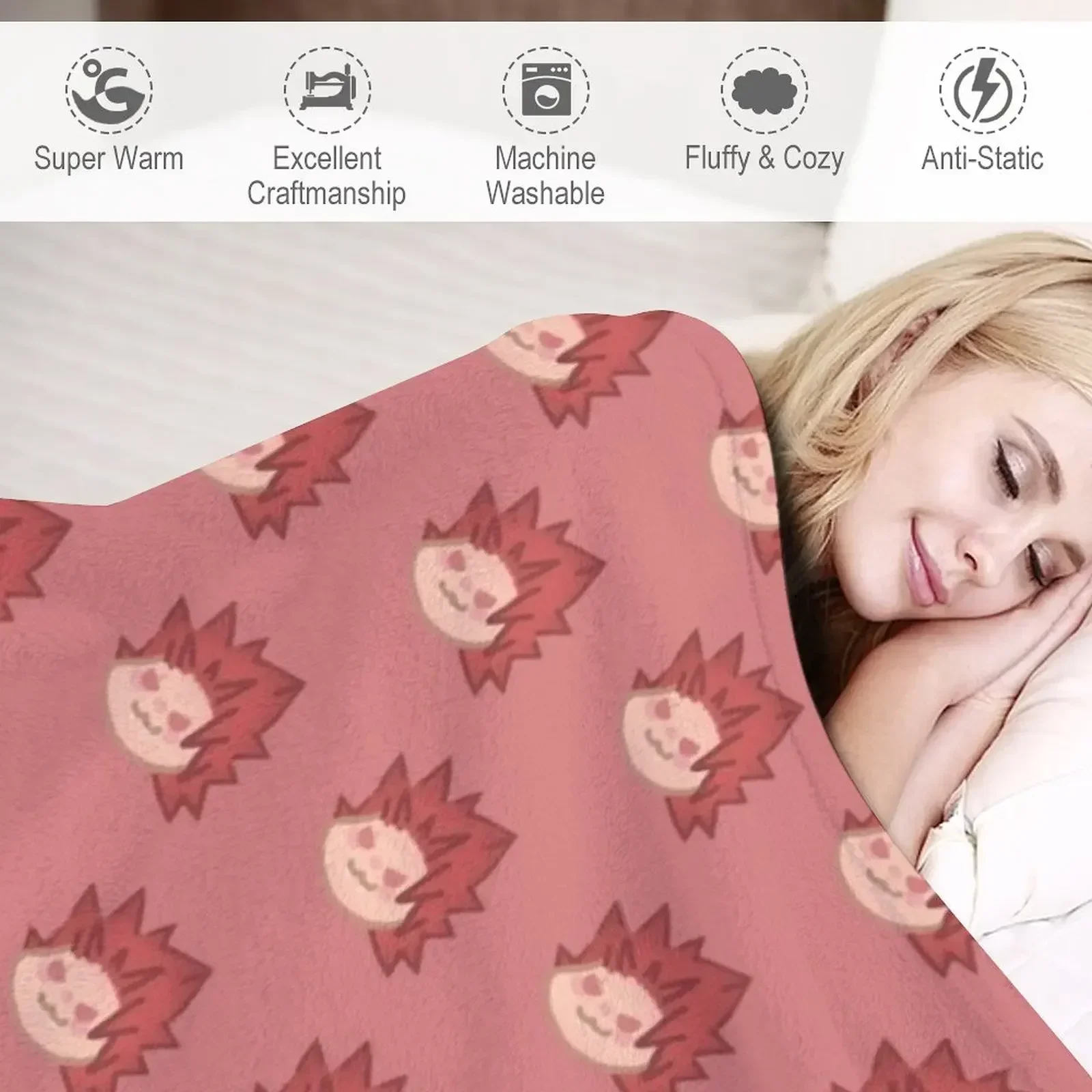 Одеяло Киришима мягкие плюшевые клетчатые украшения одеяла для сна