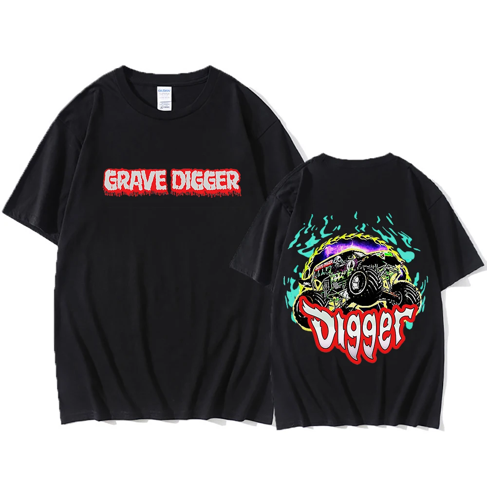 

Grave Digger Shirt 100% Cotton Tshirts Men Streetwear Tees Summer Loose T-shirts Original Graphic T Shirts O-neck Casual Clothes