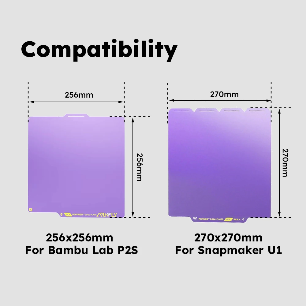 Фото Trianglelab&Pheetus 270x270 мм для Snapmaker U1, 256x256 мм для P2S POPWEB ™   Низкотемпературная адгезивная пластина Cool Plate для 3D-печати №5