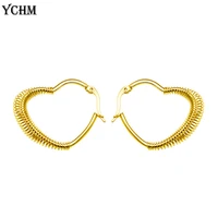 18k gold plated big heart earrings statement stainless steel spring hollow heart hoop earrings 345cm fashion jewelry