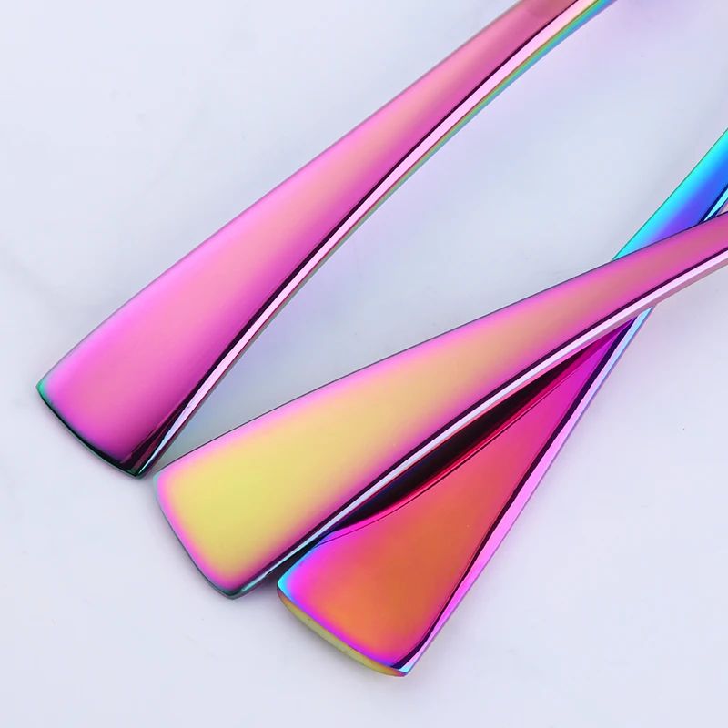 16-32 шт. набор столовых приборов из нержавеющей стали Радужный столовая посуда